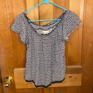 Black & white off the shoulder blouse